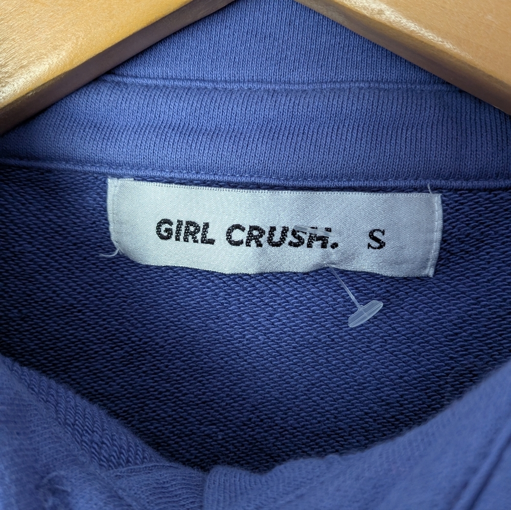 Girl Crush Purple Cropped Sweatshirt S Organic Cotton Varsity G Preppy NWOT #140 - Picture 4 of 6